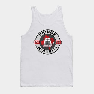 FRINGE MINORITY FREEDOM CONVOY 2022 FRINGE MINORITY EST 2022 GRAY ROUND BLACK LETTERS Tank Top